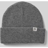MSCH Copenhagen Beanie aus Wolle mit Label-Patch in Dunkelgrau Melange, Größe 1 von MSCH Copenhagen