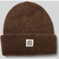 MSCH Copenhagen Beanie mit Alpaka-Anteil und Label-Patch in Dunkelbraun Melange, Größe 1 von MSCH Copenhagen