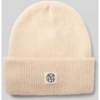 MSCH Copenhagen Beanie mit Alpaka-Anteil und Label-Patch in Offwhite Melange, Größe 1 von MSCH Copenhagen
