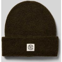 MSCH Copenhagen Beanie mit Alpaka-Anteil und Label-Patch in Oliv Melange, Größe 1 von MSCH Copenhagen