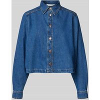 MSCH Copenhagen Cropped Jeansjacke mit Knopfleiste Modell 'Adalyn' in Jeansblau, Größe S/M von MSCH Copenhagen