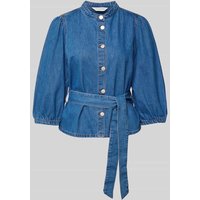 MSCH Copenhagen Jeansbluse mit Bindegürtel Modell 'Rylan Elena' in Jeansblau, Größe L von MSCH Copenhagen