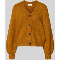 MSCH Copenhagen Strickjacke aus Woll-Mix mit V-Ausschnitt Modell 'Zofie Jilda' in Senf, Größe M/L von MSCH Copenhagen