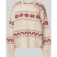MSCH Copenhagen Strickpullover mit gerippten Abschlüssen in Beige, Größe M/L von MSCH Copenhagen