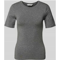 MSCH Copenhagen T-Shirt mit geripptem Rundhalsausschnitt Modell 'Betrina' in Mittelgrau Melange, Größe L/XL MSCH Copenhagen T-Shirt mit geripptem Rundhalsausschnitt Modell 'Betrina' in Mittelgrau Melange, Größe L/XL von MSCH Copenhagen