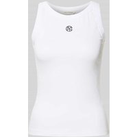 MSCH Copenhagen Tanktop in Ripp-Optik mit Label-Stitching Modell 'Gubbe' in Offwhite, Größe M/L von MSCH Copenhagen