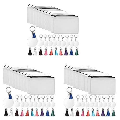 MSCHENZW 30 Stück Sublimationsrohlinge Beutel DIY Wärmeübertragung Make-Up Auf Transfer Reißverschluss Leinwand Federmäppchen für Frauen Kinder von MSCHENZW