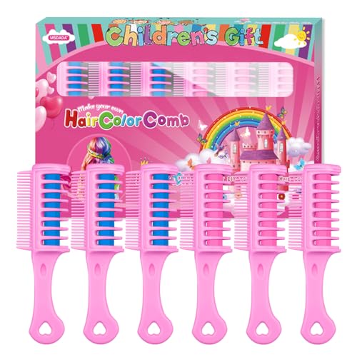 Neue Haarkreidekamm, 6 Stück Temporär Haarfarbe Kreide Kamm für Kinder Mädchen Auswaschbar für DIY Cosplay für Kindertag Halloween Erntedankfest Weihnachten Geburtstag Partys Hochzeit (Blau + Rosa) von MSDADA