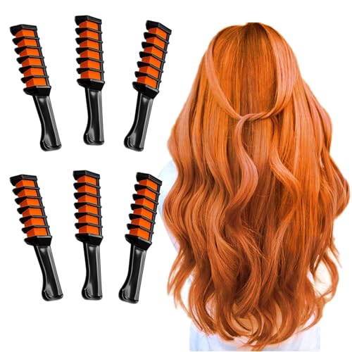 MSDADA Haarkreide für Mädchen Deluxe Set I 6 Stück Haargummis für Kinder I Schminke Fasching I auswaschbare Haarkreide I Valentinstagsüberraschung I Für kreative Köpfe(Orange) von MSDADA