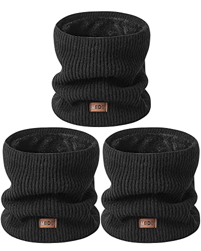 MSDC Schal Herren Winter 3 Stück, Halswärmer Schlauchschal Damen Thermal Dick Warm mit Fleece Gefüttert Kaltes Wetter, Loop Halsschlauch Halstuch Herren Ski-Gesichtsmaskenabdeckung（Schwarz*3） von MSDC