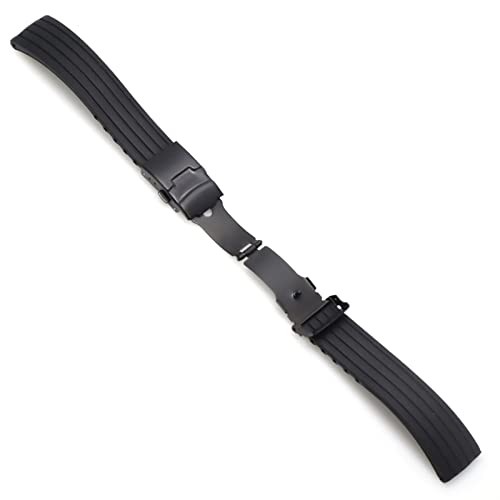 MSEURO 18mm 20mm 22 mm 24 mm universelles Uhrenband Silikon Gummi -Link -Armband Armband Armband Leicht weich for Männer Frauen Armbanduhr (Color : Black black, Size : 16mm) von MSEURO
