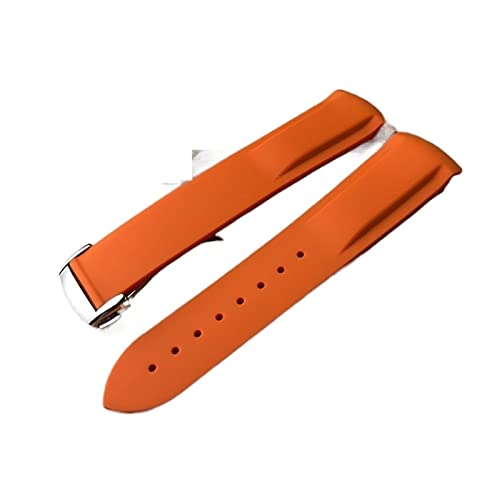 MSEURO 19 Mm 20 Mm 21 Mm 22 Mm Gummi -Silikon Gebogener Ende Watchstrap -Schnallenbandbandbandkompatibel for Omega -kompatibel for Seamaster300 for Speedmater Watch Kompatibel (Color : Orange, Size von MSEURO