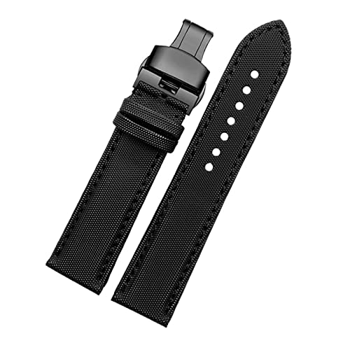 MSEURO 20 21mm Uhr for männlich 22 mm Faser Nylon Sicherheitsgurt Watch Band Armee Sport Canvas Nylon NATO -Gurt Special (Color : Black black folding, Size : 20mm) von MSEURO