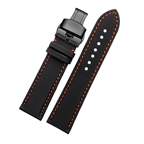 MSEURO 20 21mm Uhr for männlich 22 mm Faser Nylon Sicherheitsgurt Watch Band Armee Sport Canvas Nylon NATO -Gurt Special (Color : Orange b folding, Size : 22mm) von MSEURO