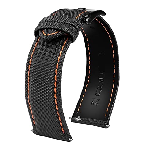 MSEURO 20 21mm Uhr for männlich 22 mm Faser Nylon Sicherheitsgurt Watch Band Armee Sport Canvas Nylon NATO -Gurt Special (Color : Orange black buckle, Size : 22mm) von MSEURO