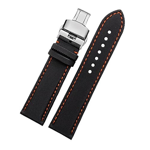 MSEURO 20 21mm Uhr for männlich 22 mm Faser Nylon Sicherheitsgurt Watch Band Armee Sport Canvas Nylon NATO -Gurt Special (Color : Orange s folding, Size : 22mm) von MSEURO