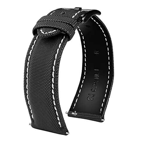 MSEURO 20 21mm Uhr for männlich 22 mm Faser Nylon Sicherheitsgurt Watch Band Armee Sport Canvas Nylon NATO -Gurt Special (Color : White black buckle, Size : 23mm) von MSEURO