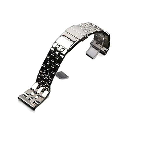 MSEURO 20 mm 22 mm 24 mm masser Edelstahl -Uhr -Armbandkompatibel for RÄCHER Kompatibel for Navitimer Kompatibel for Superocean Uhrenarmband (Size : 22mm) von MSEURO