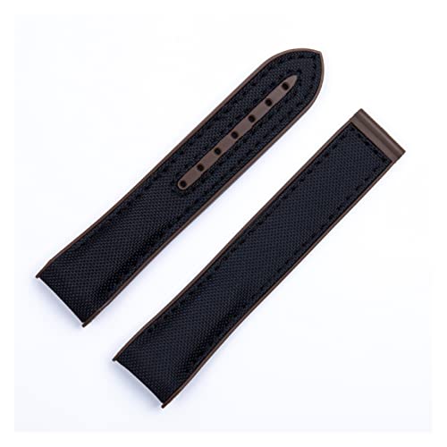 MSEURO 20 mm 22 mm Nylon Gummi -Uhrband -kompatibel for Omega -Riemen kompatibel for Seamaster Kompatibel for PLANET Clasp Watch Band Accessoires Armband Kette (Color : Blk Brown, Size : 22MM OM_WIT von MSEURO