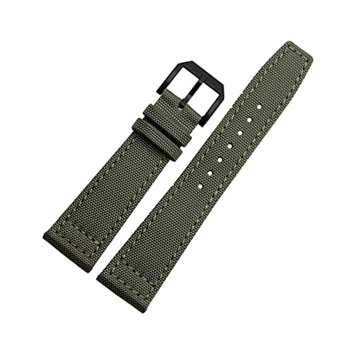 MSEURO 20mm 21 mm 22 mm Nylon Canvas Fabric -Uhrenband kompatibel for Iwc Kompatibel for Pilot -Spitfire Timezone Top -Gurt grün schwarze Gürtel Armbanduhrgurte (Color : Dark Green-Black, Size : 21m von MSEURO