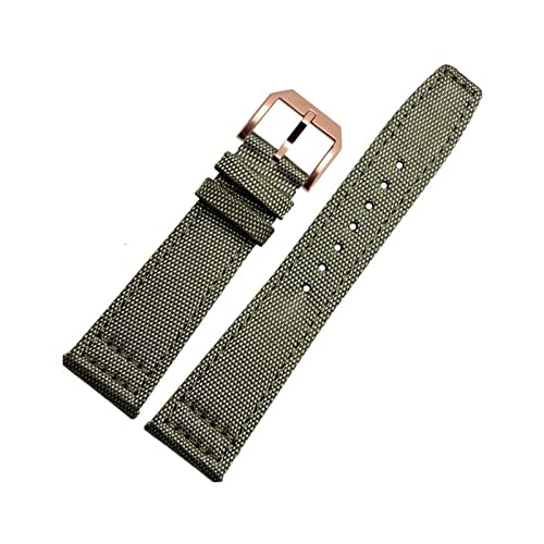 MSEURO 20mm 21 mm 22 mm Nylon Canvas Fabric -Uhrenband kompatibel for Iwc Kompatibel for Pilot -Spitfire Timezone Top -Gurt grün schwarze Gürtel Armbanduhrgurte (Color : Green-Rose Gold, Size : 20mm von MSEURO