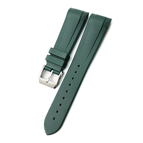 MSEURO 22 mm Naturkautschuk -Silion -Uhren -Band Spezial gebogener Endstift/Klappschnalle Schwarz Blau rote Armbandband kompatibel for Tudor kompatibel for mittlere Greenwich-Zeit (Color : Green pin von MSEURO