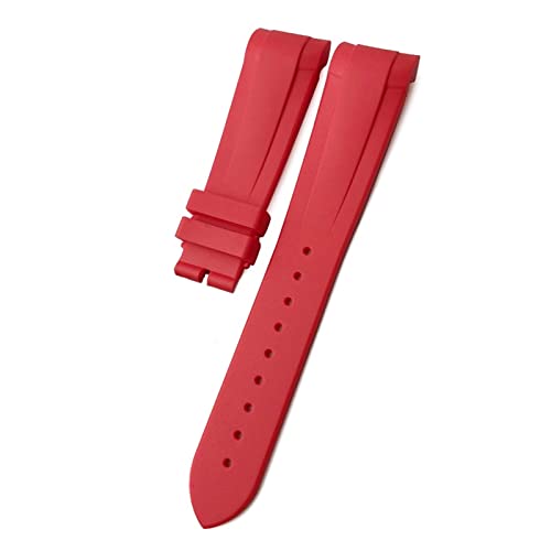 MSEURO 22mm Naturkautschuk Silione Uhrenband Special for Tudor Schwarzer Bucht gebogener Endstift/Klappschnalle Schwarzblau rote Armbandriemen (Color : Red, Size : 22mm) von MSEURO
