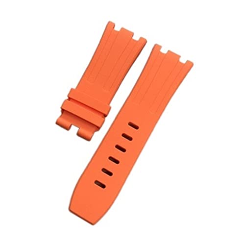 MSEURO 28mm weich schwarz weiß grün gelb orange grau blau rot silikon gummiwach gurtarmband kompatibel for for AP Kompatibel for KÖNIGSEICHE Uhrenbandgürtel (Color : Orange, Size : With Silver Buckl von MSEURO