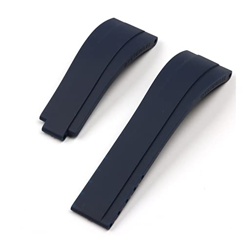 MSEURO Armband 20mm natürlicher weicher Silikongurt for Faltverschluss kompatibel for Rolex kompatibel for Daytona -kompatibel for U -Boot mittlere Greenwich-Zeit (Color : Blue, Size : GOLD BUCKLE_L von MSEURO