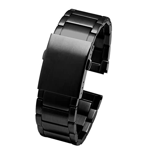 MSEURO Diesel Edelstahlriemen 22 mm 24 mm 26 mm 28 mm 30 mmlarge Größe Männer Metall Festhandbrand -Uhrenband Armband (Color : D Black, Size : 28mm) von MSEURO