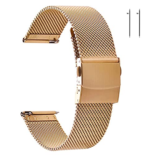 MSEURO Edelstahl -Mesh -Uhr -Band for Männer Frauen, Schnellveröffentlichungsgitter 16mm 18mm 19mm 20mm 21mm 22 mm (Color : RG, Size : 16mm) von MSEURO