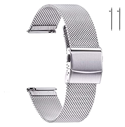 MSEURO Edelstahl -Mesh -Uhr -Band for Männer Frauen, Schnellveröffentlichungsgitter 16mm 18mm 19mm 20mm 21mm 22 mm (Color : S, Size : 18mm) von MSEURO