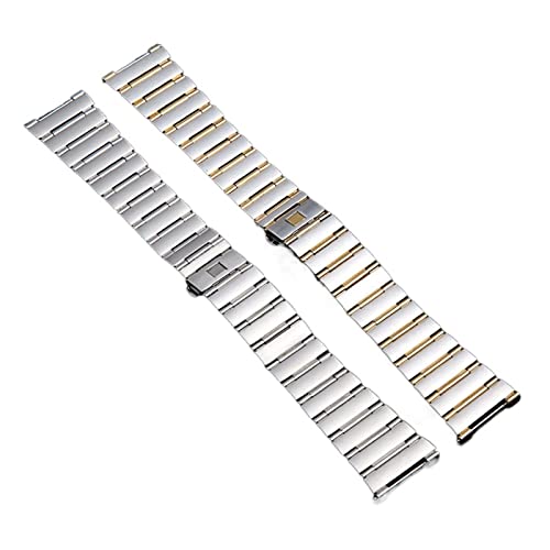 MSEURO Edelstahl -Uhrband -kompatibel for Omega -kompatibel for KONSTELLATION Uhrengurt 22 * 14 17 * 11 mm Silber Armband Faltenverschluss (Color : Silver and gold, Size : 17mm) von MSEURO
