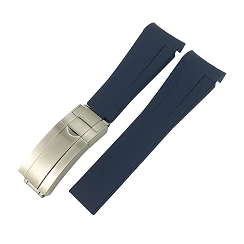 MSEURO Gebogenes Ende 21 mm 20 mm 22 mm 19mm Silikon Gummi -Uhrband -kompatibel for Rolex kompatibel for Daytona kompatibel for mittlere Greenwich-Zeit Armband (Color : Blue, Size : 19MM_WITHOUT) von MSEURO