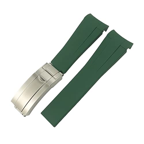 MSEURO Gebogenes Ende 21 mm 20 mm 22 mm 19mm Silikon Gummi -Uhrband -kompatibel for Rolex kompatibel for Daytona kompatibel for mittlere Greenwich-Zeit Armband (Color : Green, Size : 19MM_WITHOUT) von MSEURO