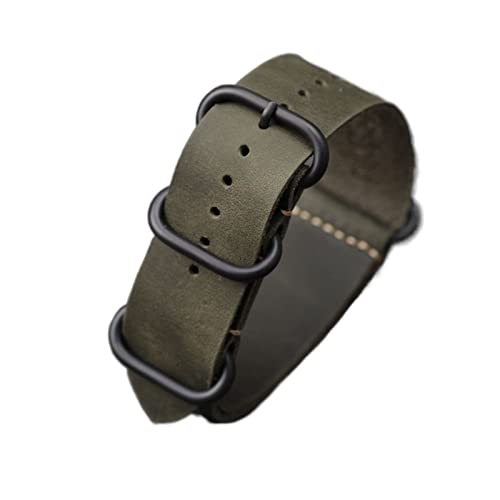 MSEURO Handgefertigtes Leder -Uhrband G10 18 20 22 24 26 mm Vintage gefrostete obere Schicht Kaufpferdsgurt, braunes schwarzes Männer Armband (Color : Black buckle2, Size : 26mm) von MSEURO