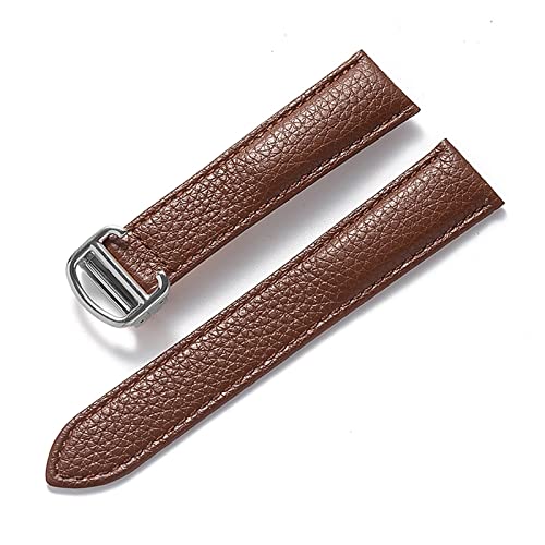 MSEURO Kieselweiche Leder -Leder -Gurt -Ersatztank Solo London Foldover Clasp 14mm 16mm 18 mm 20 mm 22 mm Uhr Zubehör kompatibel for Cartier (Color : Dark brown, Size : 22mm) von MSEURO