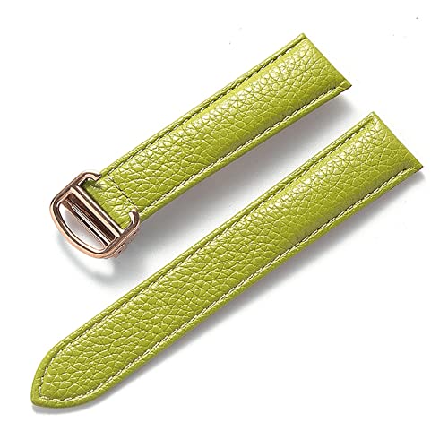 MSEURO Kieselweiche Leder -Leder -Gurt -Ersatztank Solo London Foldover Clasp 14mm 16mm 18 mm 20 mm 22 mm Uhr Zubehör kompatibel for Cartier (Color : Light green rose, Size : 17mm) von MSEURO