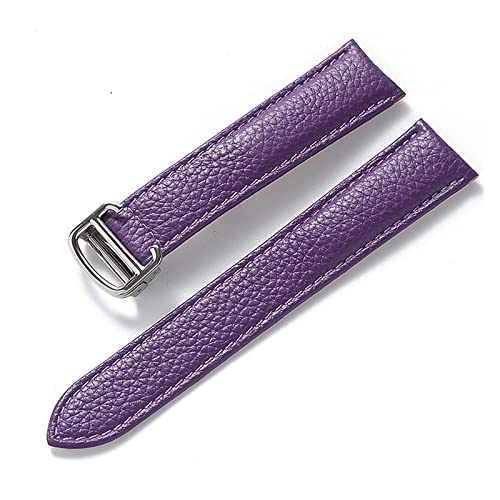 MSEURO Kieselweiche Leder -Leder -Gurt -Ersatztank Solo London Foldover Clasp 14mm 16mm 18 mm 20 mm 22 mm Uhr Zubehör kompatibel for Cartier (Color : Violets, Size : 22mm) von MSEURO