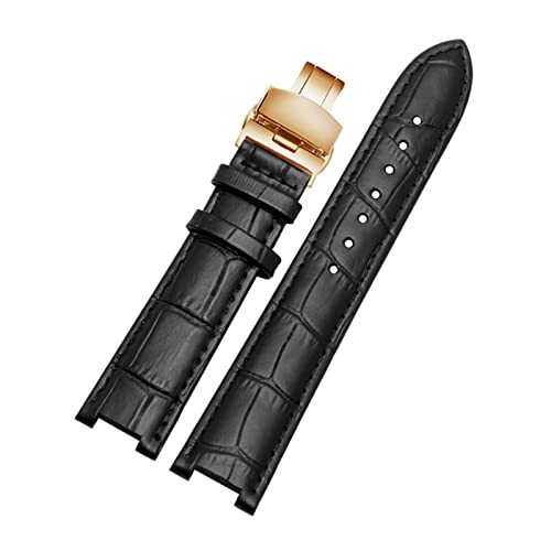 MSEURO Leder -Uhrband -Austausch von Lederkompatibel for MK2277 2425 2290 2281 2280 Gurt konkave Schnittstelle 20 * 12 mm rote blaue Männer Frauen Armband (Color : Black-gold8, Size : 20mm-12mm) von MSEURO