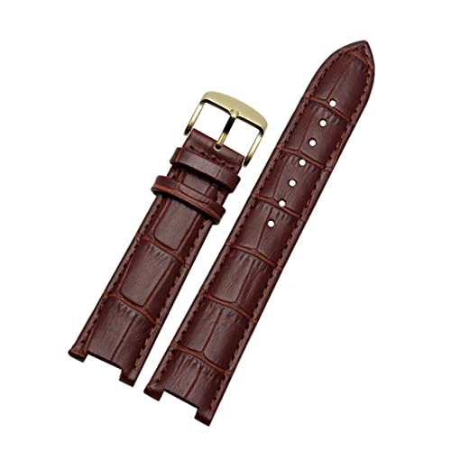 MSEURO Leder -Uhrband -Austausch von Lederkompatibel for MK2277 2425 2290 2281 2280 Gurt konkave Schnittstelle 20 * 12 mm rote blaue Männer Frauen Armband (Color : Brown-gold1, Size : 20mm-12mm) von MSEURO