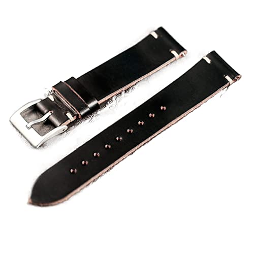 MSEURO Leder Uhrenbänder natürliche weiche Wraphandgefertigte Lederriemen 18mm 20 mm 22 mm (Color : Noir, Size : 20mm) von MSEURO