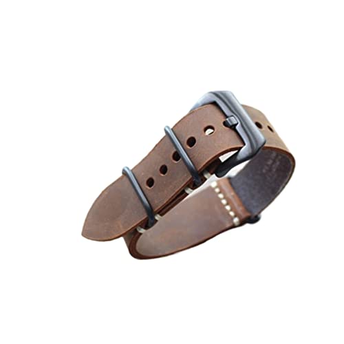 MSEURO Ledergurt 20 22 24 26, G10 Europäischer Lederband, schwarzer graues Uhrenbandkompatibel for Pam Gurt (Color : Brown black clasp, Size : 24mm) von MSEURO