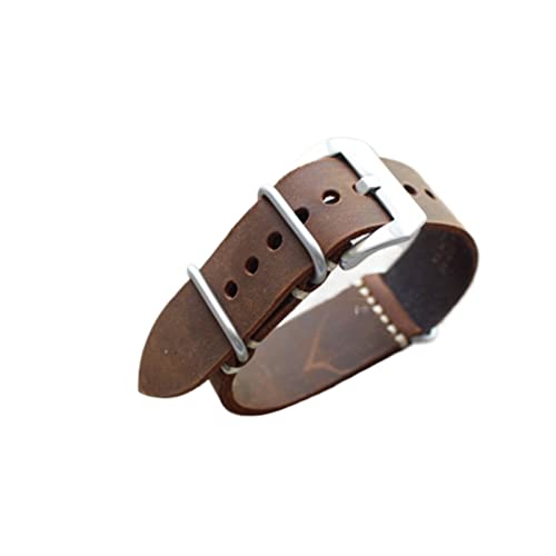 MSEURO Ledergurt 20 22 24 26, G10 Europäischer Lederband, schwarzer graues Uhrenbandkompatibel for Pam Gurt (Color : Brown sliver clasp, Size : 20mm) von MSEURO