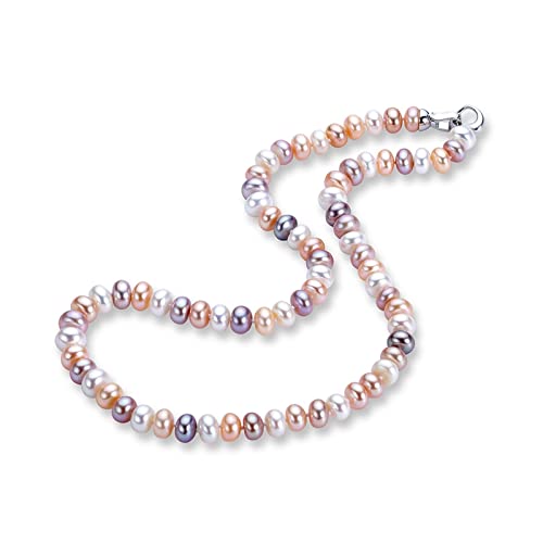 MSEURO Natürliche Süßwasser Lange Perlenkette Halskette mehrfarbige hochglänzende Perlen Schmuckverschluss Perlen Choker Lucky (Color : Multi-Colored- 60cm, Size : 8-9mm) von MSEURO