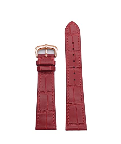 MSEURO Professionelles Uhrenband Echtes Leder Uhrengurt Krokodil Muster16mm/ 20 mm Armband Männer/LAD kompatibel for Cartier kompatibel for Tank Solo W6700255 (Color : Green rose buckle, Size : 19m von MSEURO