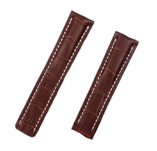 MSEURO Real Leder Watch Band Watchband kompatibel for Breitling -Riemen kompatibel for Navitimer Kompatibel for WELT Kompatibel for Rächergürtel 20mm 22 mm 24mm Logo (Color : Brown bamboo, Size : WI von MSEURO