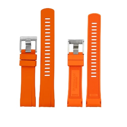 MSEURO Watchband Fluor Gummi geschwungener Gurt -Armband 22 mm kompatibel for Seiko Kompatibel for Prospex Serie SRPE99K1/SRP777J1 SRPC91J1/25J1 (Color : Orange A, Size : 22mm) von MSEURO