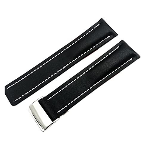 MSGBTGJM CAREG Uhren-Band-kompatibel mit Breitling Echtes Echtleder Männer Watch-Armbanduhr Zubehör Uhr Armband Gürtel Durable(BSilverBuckle1,20mmWithLOGO) von MSGBTGJM
