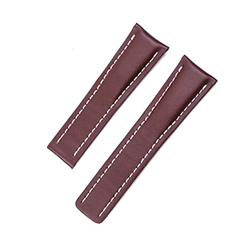 MSGBTGJM CAREG Uhren-Band-kompatibel mit Breitling Echtes Echtleder Männer Watch-Armbanduhr Zubehör Uhr Armband Gürtel Durable(Brown Band1,20mmWithLOGO) von MSGBTGJM